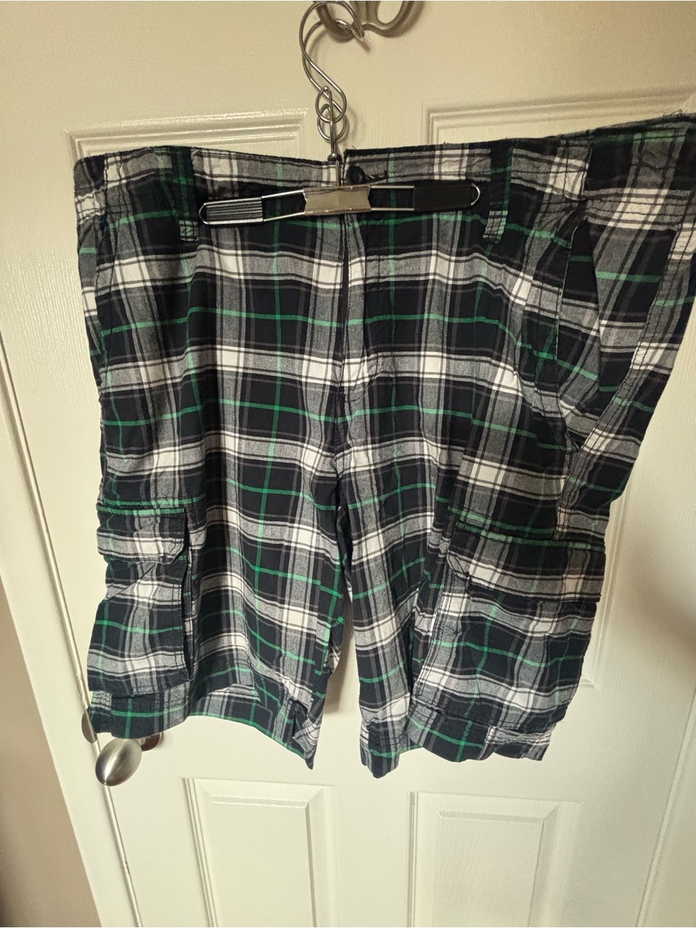 George Plaid Shorts - Black, White & Green